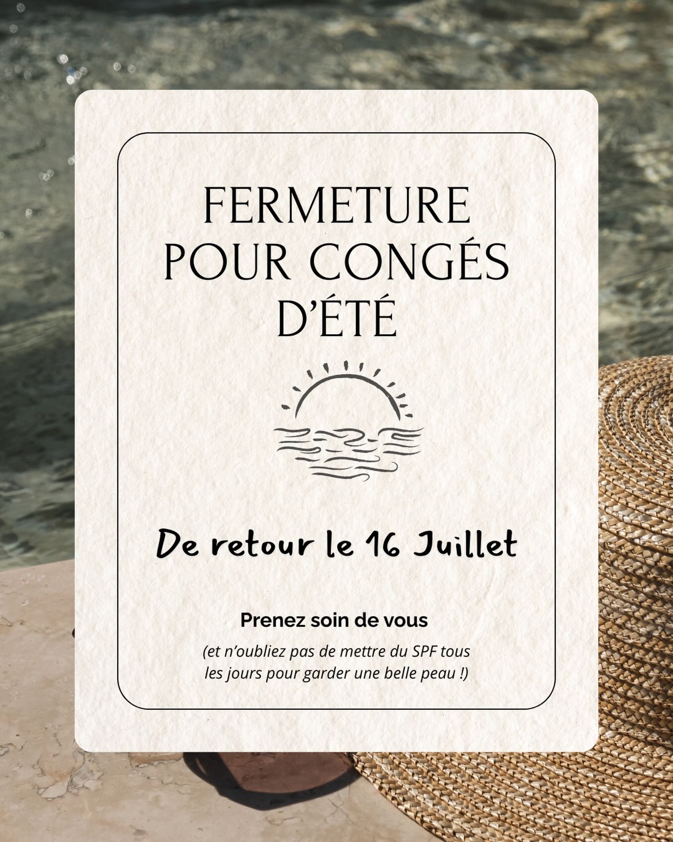 🌴 Petite pause estivale !

Body Spa est en congé jusqu’au 16 juillet. Merci pour votre confiance et votre fidélité. J’ai hâte de vous retrouver très bientôt pour prendre soin de votre peau ✨

À partir du 16 juillet 🤍

Simona, votre coach de peau